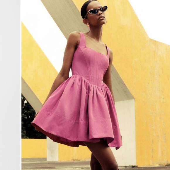 STAUD Dresses & Skirts - NWT Landscape Pink Dress STAUD bodice 4